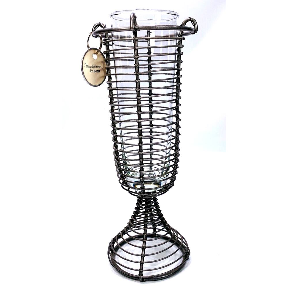 Hallmark‎ Marjolein Bastin Wire & Glass Vase At Home Collection 9" - Picture 3 of 6